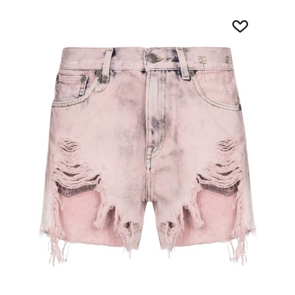 R13 Mid-rise Shredded Slouch Denim Shorts in faded pink Women Size 26